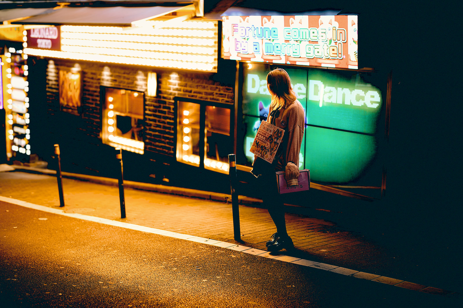 A Tokyo night street graded with the Cinematic preset